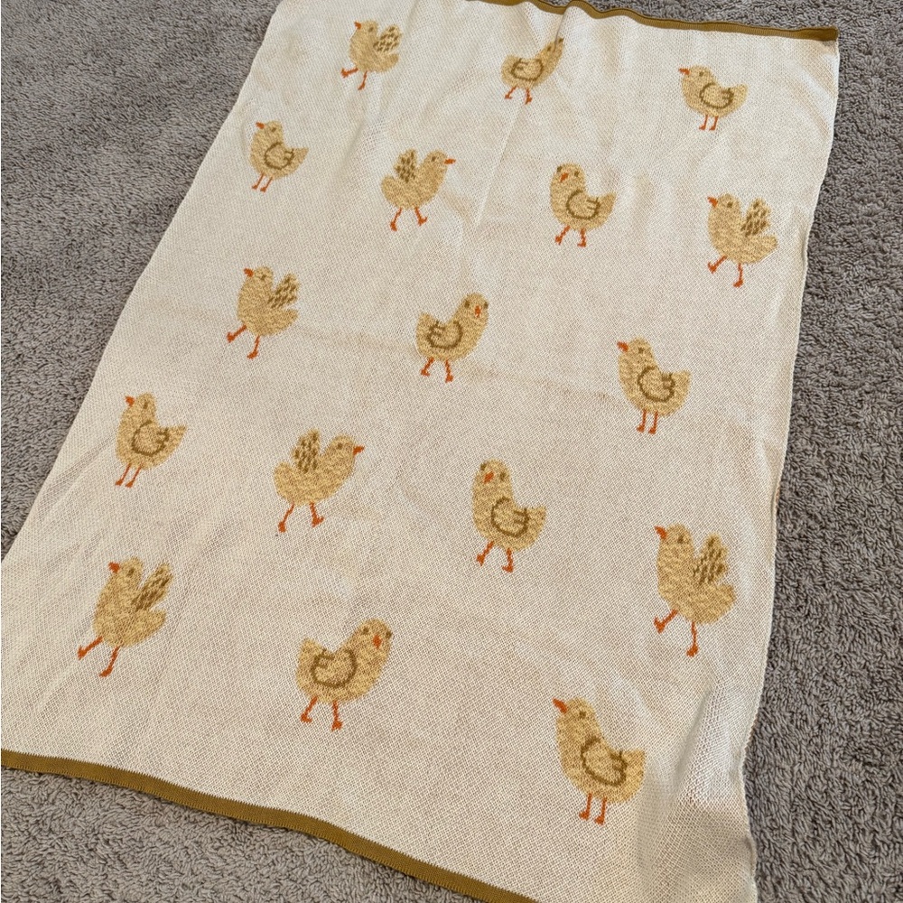 Pottery Barn Kids Orange and Cream Knit Blanket